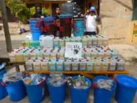Von Geldspenden erstandene Hygieneartikel zur Verwendung in der Corona-Pandemie